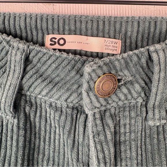 SO High Rise Straight Stylish Corduroy Pants in Forest Green 7/28 - Picture 8 of 9